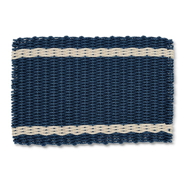 Top Rated Doormats, Lobster Rope Doormats in Navy with Light Tan Tailored Stripes, Outdoor Mats for Front Door